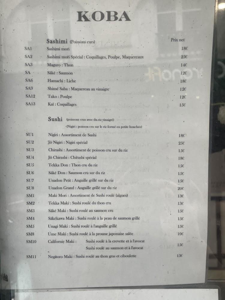 Koba - Menu Image 1